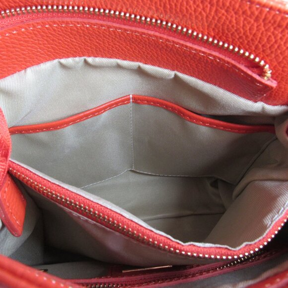 Orange Leather Made In Italy Braided Strap Shoulder Bag Purse - Picture 10 of 12